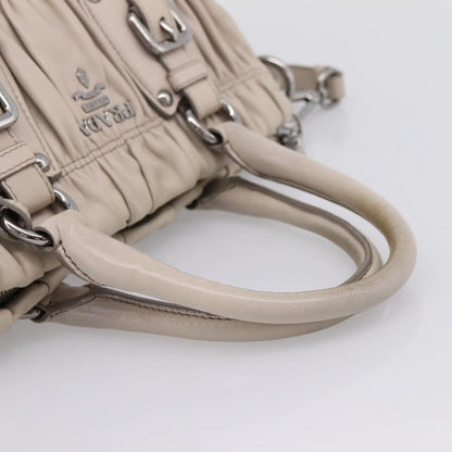 Prada Gaufre Convertible Nappa Leather, Gray, Leather, Tote Bag