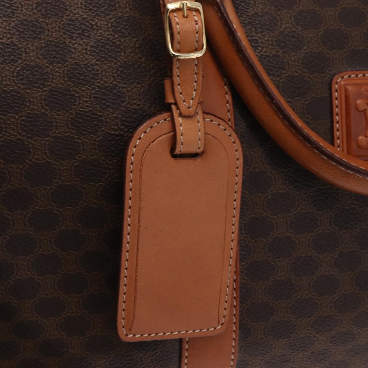 Celine Vintage Duffle Macadam Coated Canvas, Brown, Canvas, Handbag