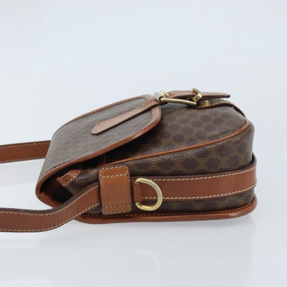 Celine Vintage Macadam Canvas and Leather, Brown, PVC, Shoulder Bag