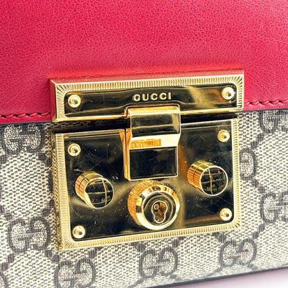 Gucci Padlock Clutch GG Canvas and Leather, Beige, Canvas, Clutch
