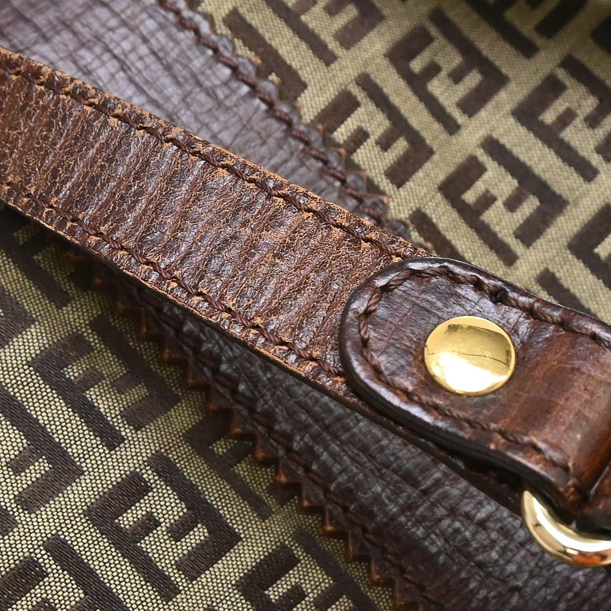 Fendi Open Tote Zucchino Canvas, Brown, Canvas, Handbag
