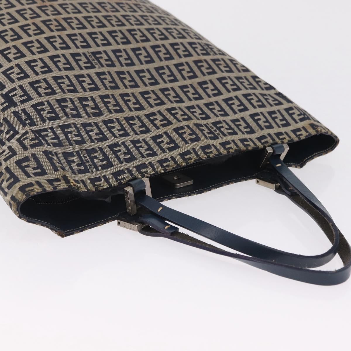 Fendi Vintage Shopping Zucchino Canvas, Navy, Canvas, Tote Bag