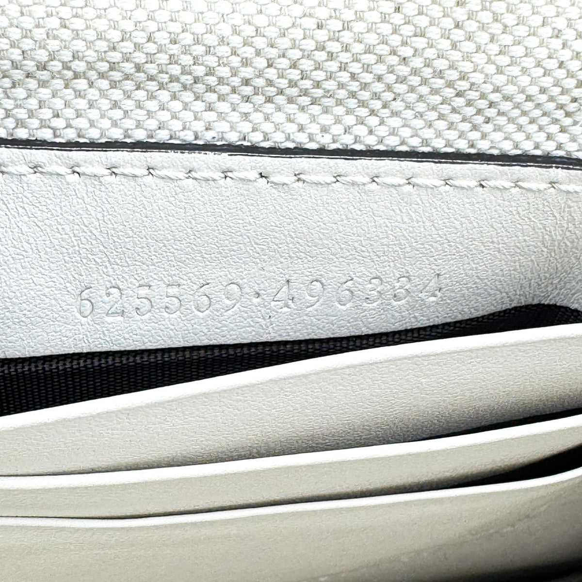 Gucci Wristlet GG Embossed Perforated Leather, White, Leather, Clutch