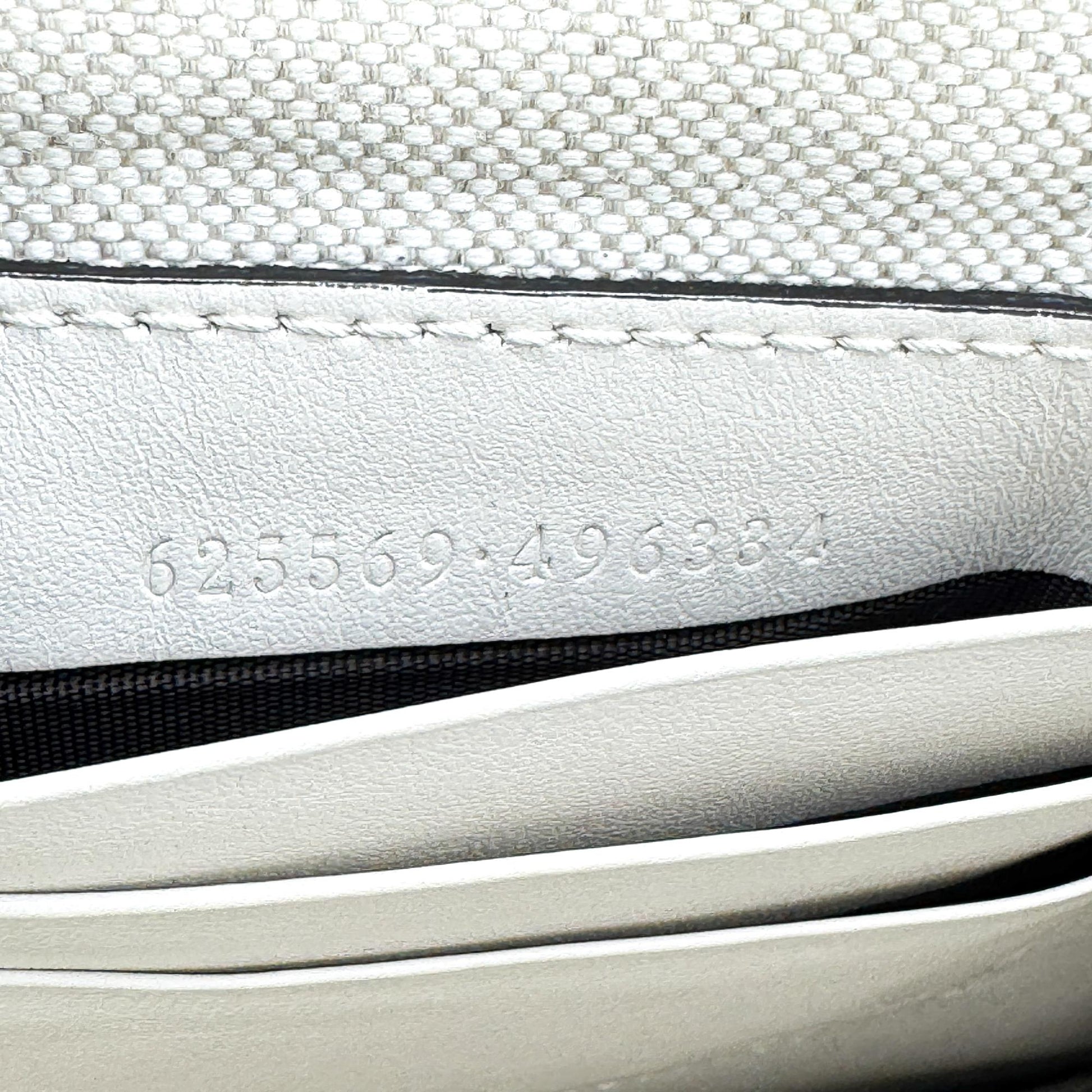 Gucci Wristlet GG Embossed Perforated Leather, White, Leather, Clutch
