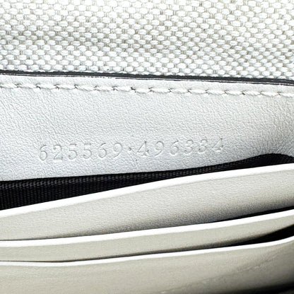 Gucci Wristlet GG Embossed Perforated Leather, White, Leather, Clutch