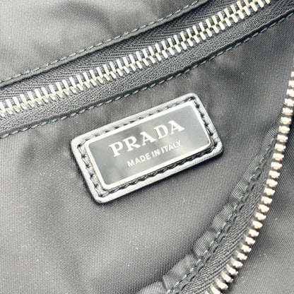 Prada Triangle Zip Sling Re-Nylon with Leather, Black, Nylon, Backpack