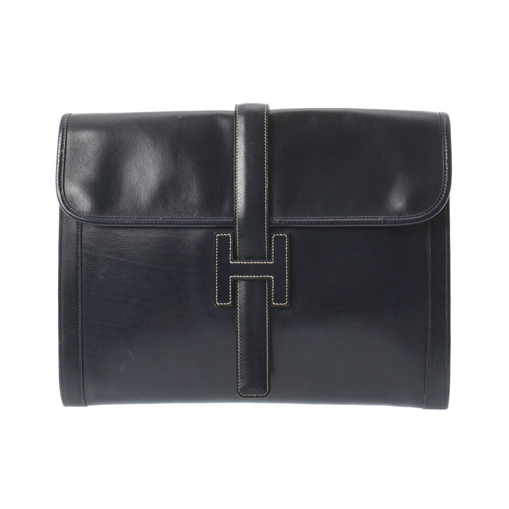 Hermès Jige, Black, Leather, clutch