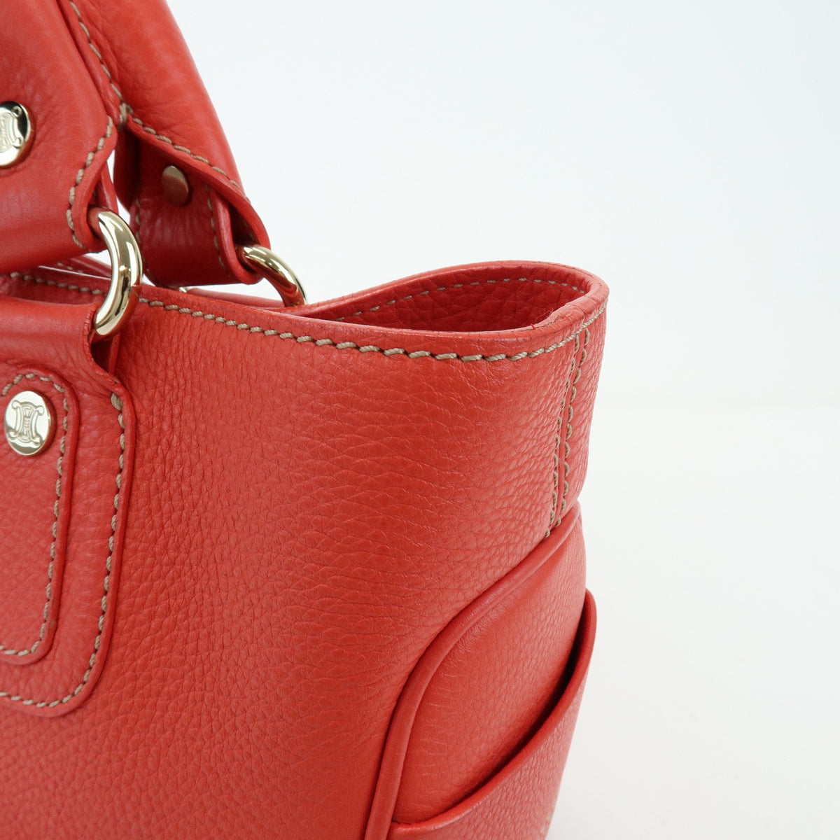 Celine Boogie Calfskin, Red, Leather, Handbag