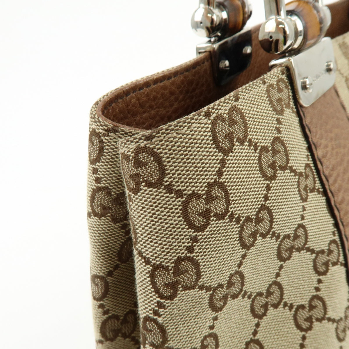 Gucci Bamboo Bar GG Canvas, Beige, Canvas, Shoulder Bag