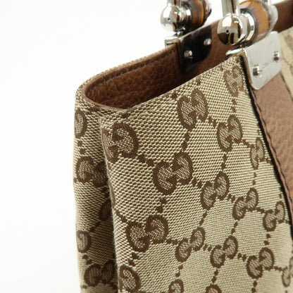 Gucci Bamboo Bar GG Canvas, Beige, Canvas, Shoulder Bag