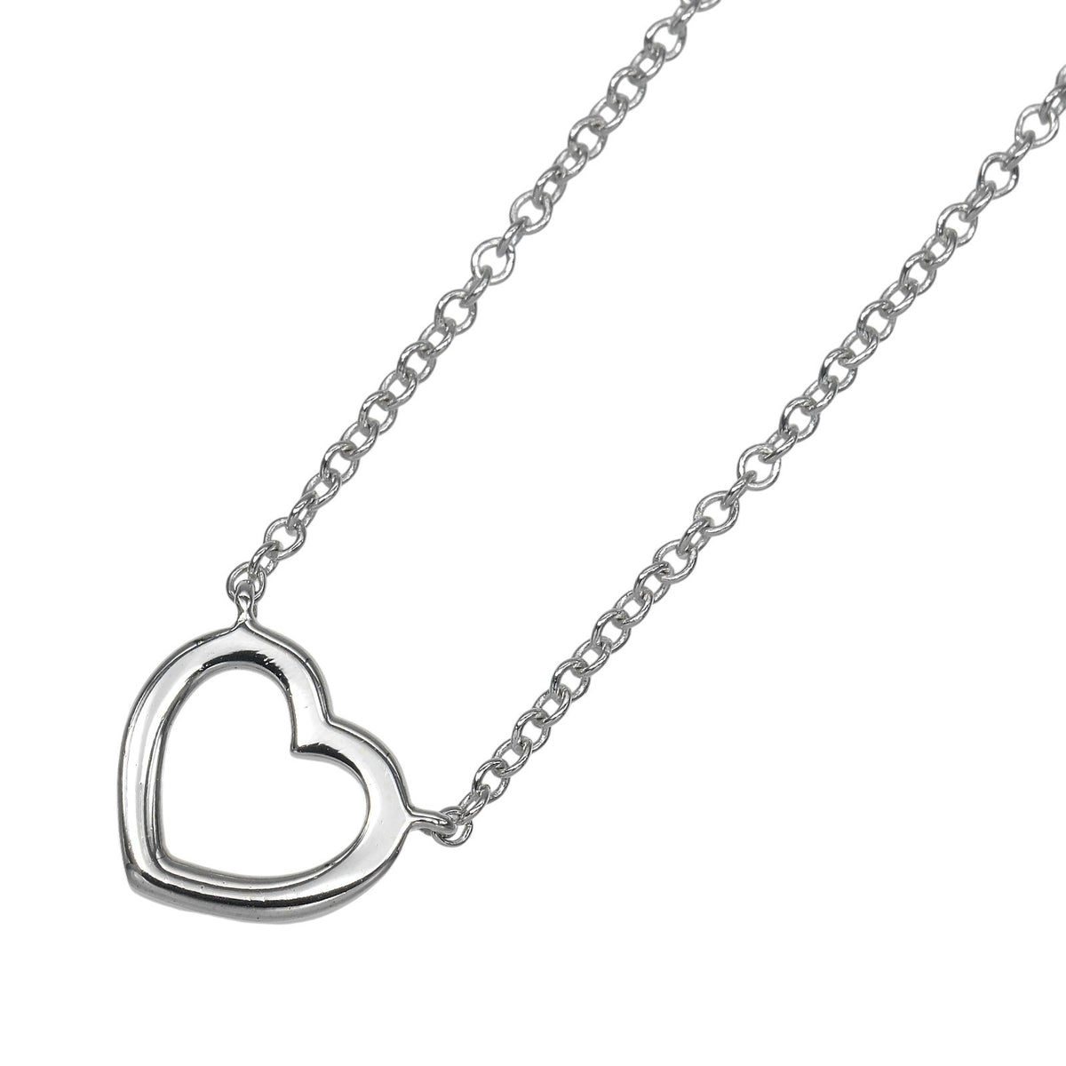 Tiffany & Co. Metro Open Heart Pendant 18K White Gold and Diamonds, Silver, White Gold, Necklace