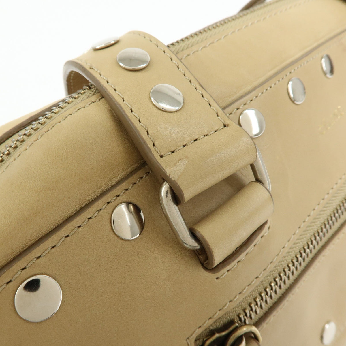 Celine Bowling Leather, Beige, Leather, Handbag