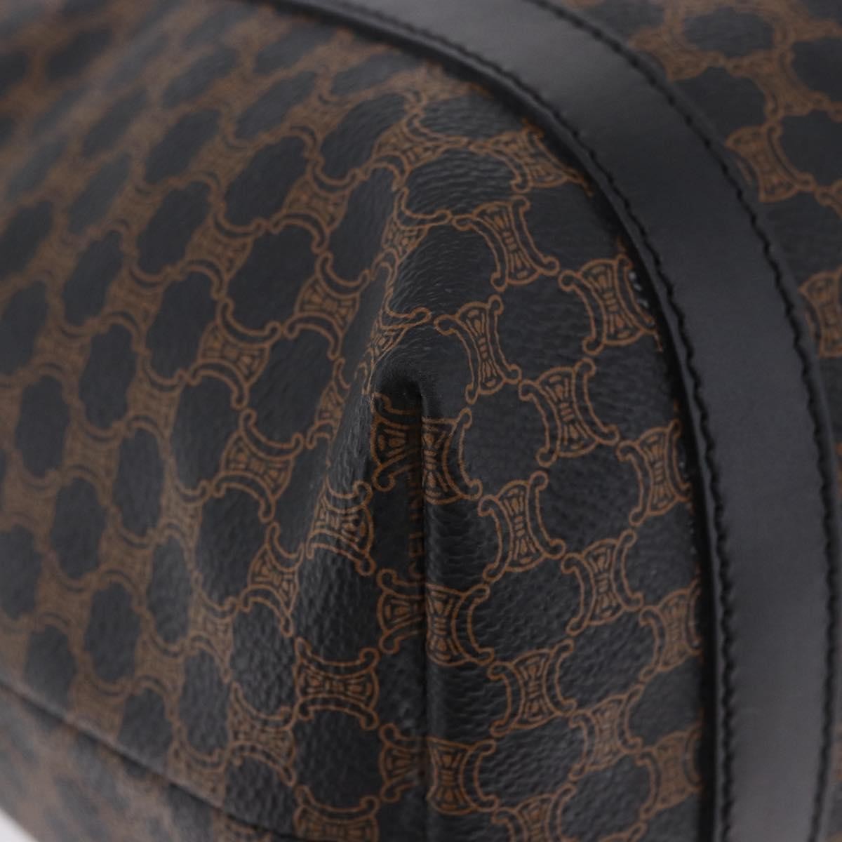 Celine Vintage Macadam Canvas and Leather, Black, Canvas, Shoulder Bag