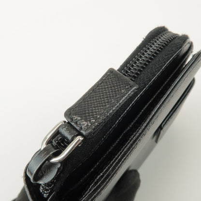 Prada Bifold Zip Around Saffiano Leather, Black, Leather, Wallet