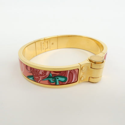 Hermes Charniere Uni Hinged Metal and Enamel, Gold, Metal, Bracelet