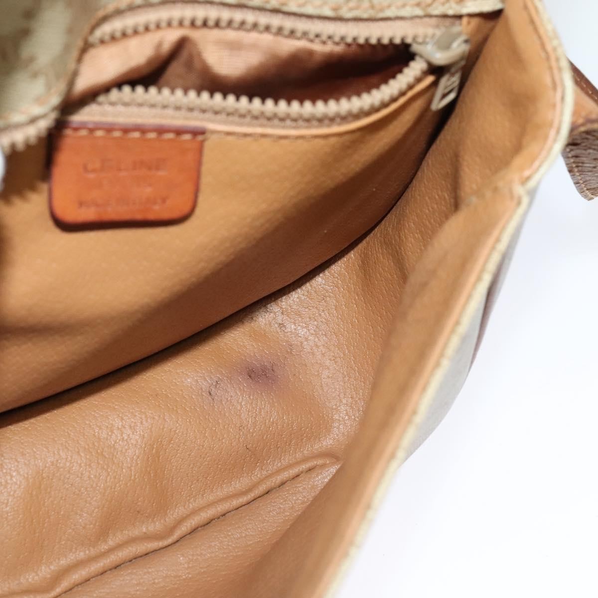 Celine Vintage Macadam Canvas and Leather, Beige, Canvas, Shoulder Bag