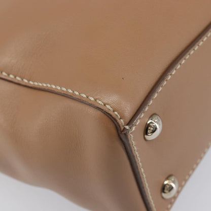 Prada Covered Strap Open City Calfskin, Beige, Leather, Tote Bag