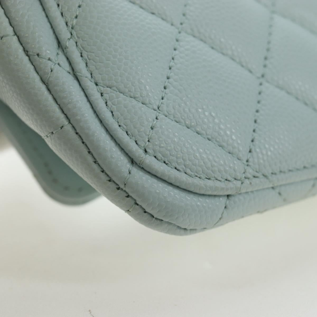 Chanel Classic Sunglasses Case with Chain Quilted Caviar, Blue, Calfskin, Clutch
