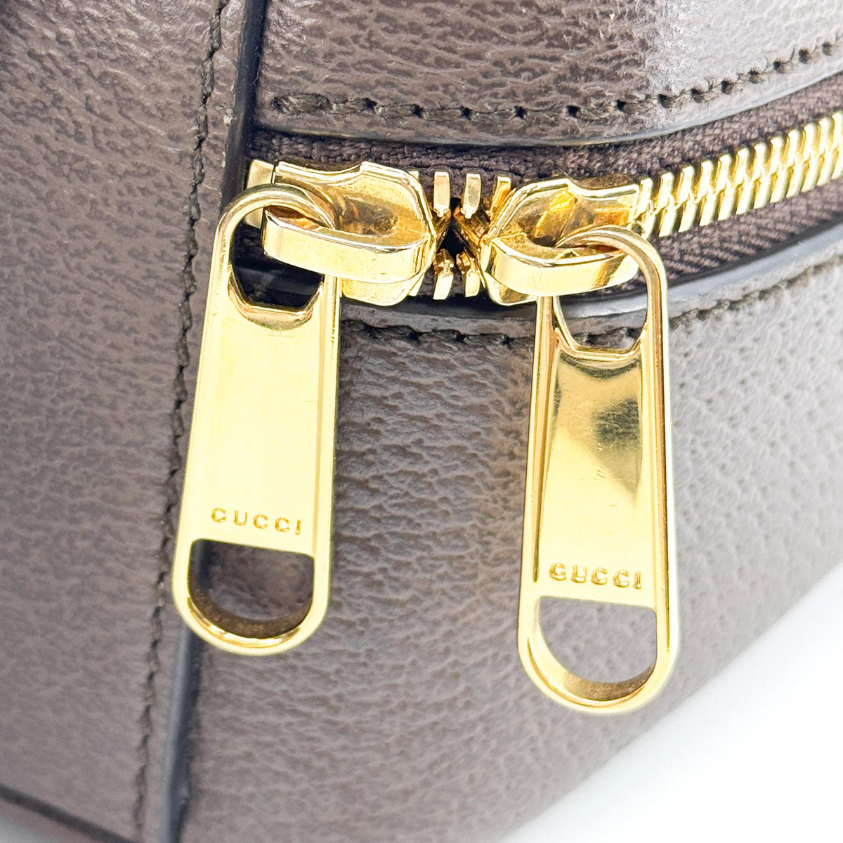 Gucci Ophidia Zip Around Top Handle GG Coated Canvas with Leather, Brown, Canvas, Handbag
