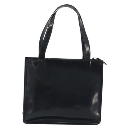 Chanel Vintage Embossed Logo Shoulder Patent, Black, Patent Leather, Tote Bag