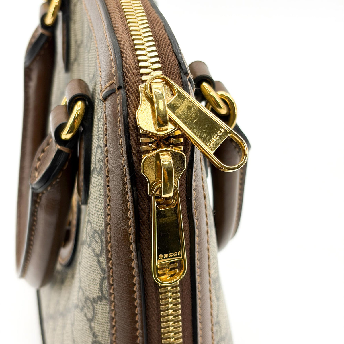 Gucci Horsebit 1955 GG Canvas with Leather, Brown, Canvas, Tote Bag