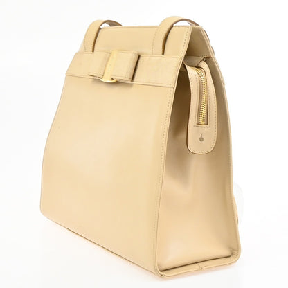 Salvatore Ferragamo Vala Leather, Beige, Leather, Shoulder Bag