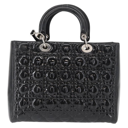 Christian Dior Lady Dior Cannage Stitch Patent, Black, Patent Leather, Handbag