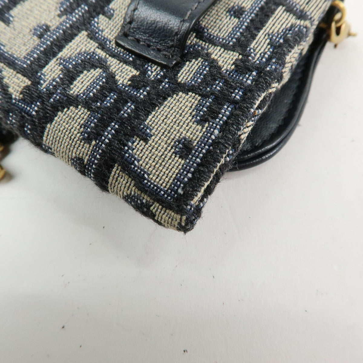 Christian Dior Saddle Pouch Leather, Beige, Canvas, Clutch