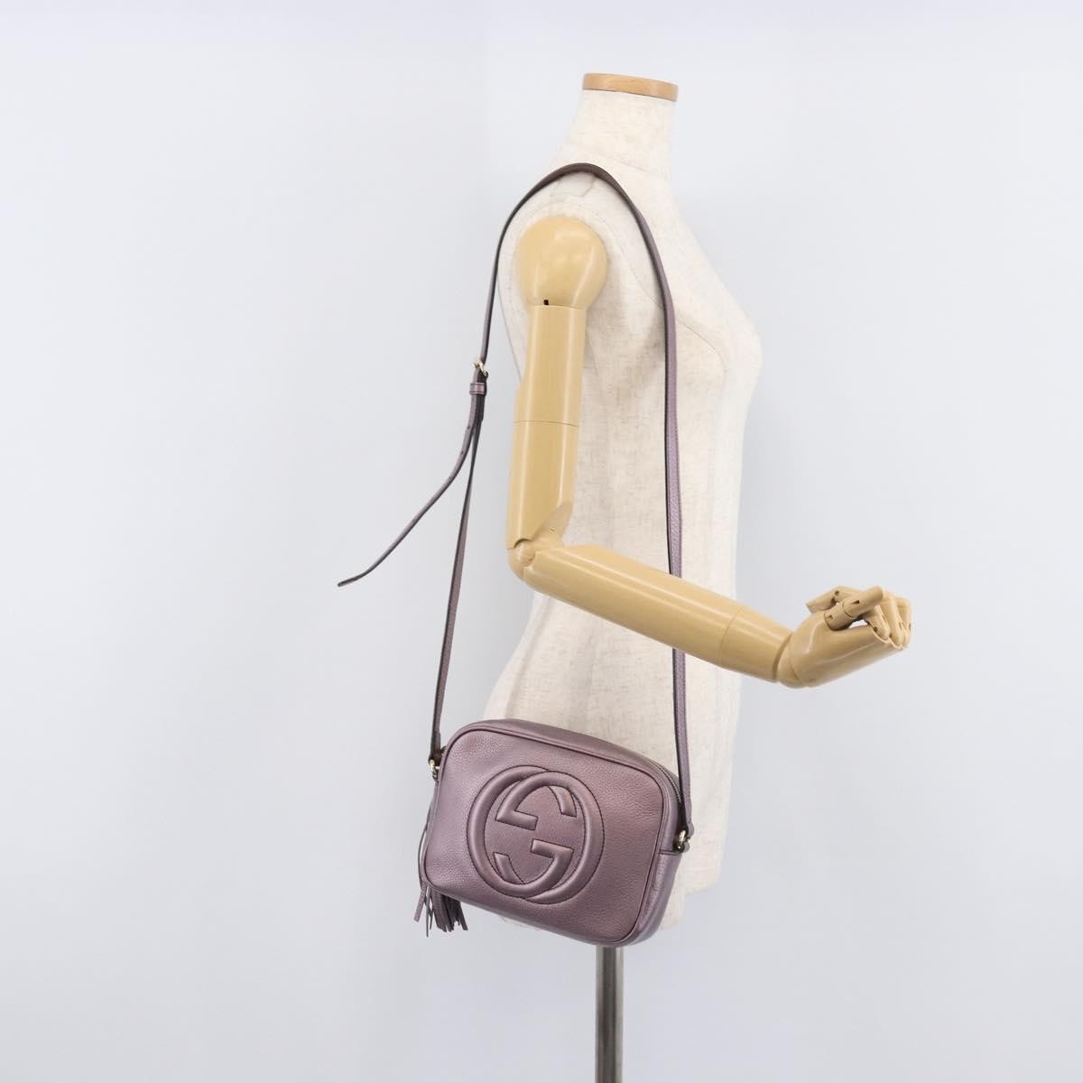 Gucci Soho Disco Leather, Pink, Leather, Crossbody Bag