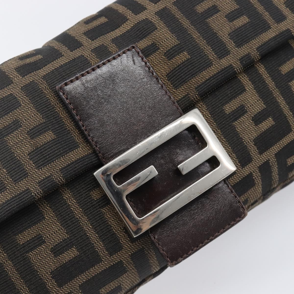 Fendi Mamma Baguette Zucca Jacquard Velvet, Brown, Canvas, Shoulder Bag