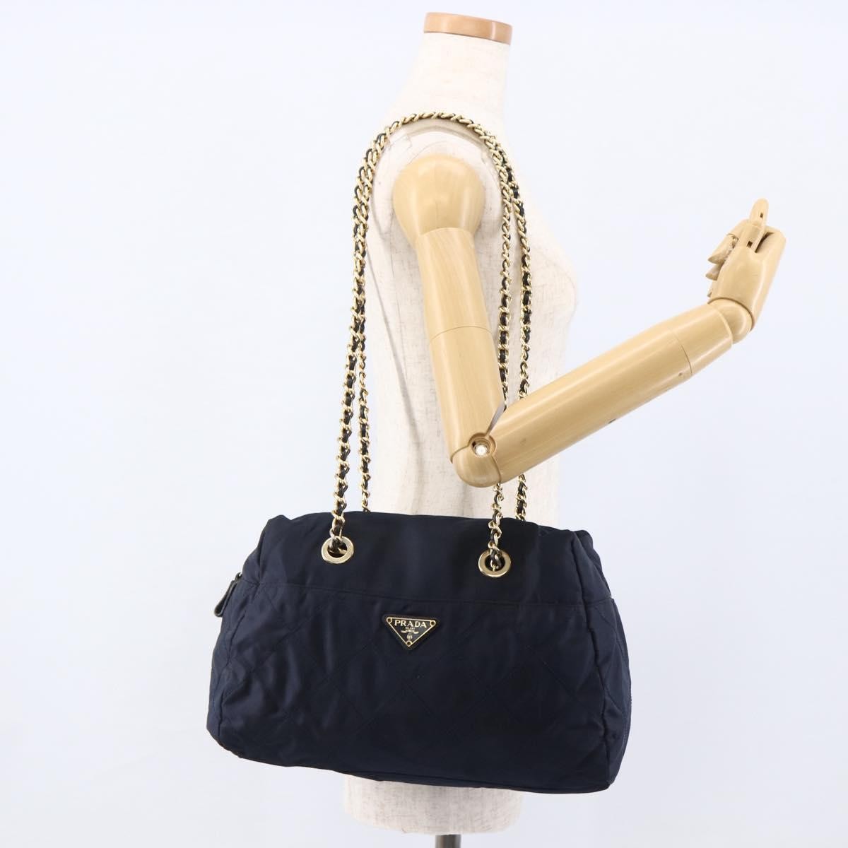 Prada Re-Edition 1995 Chain Quilted Re-Nylon, Navy, Nylon, Tote Bag