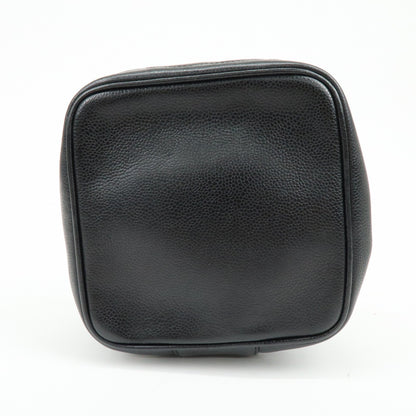 Chanel Vintage Timeless Cosmetic Case Caviar, Black, Leather, Clutch