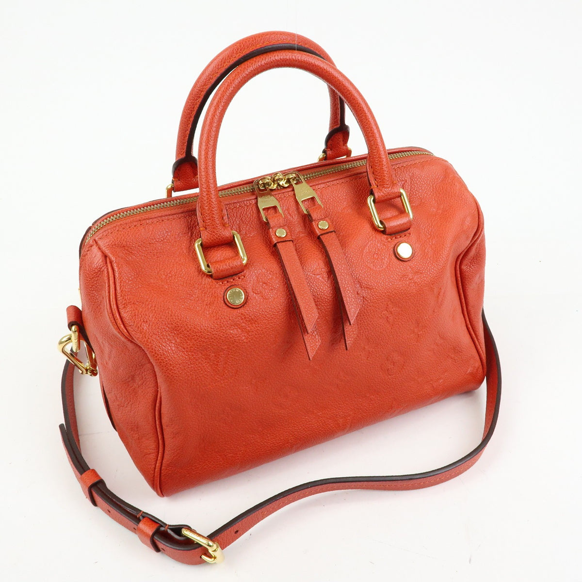 Louis Vuitton Speedy Bandouliere Monogram Empreinte Leather, Orange, Leather, Handbag