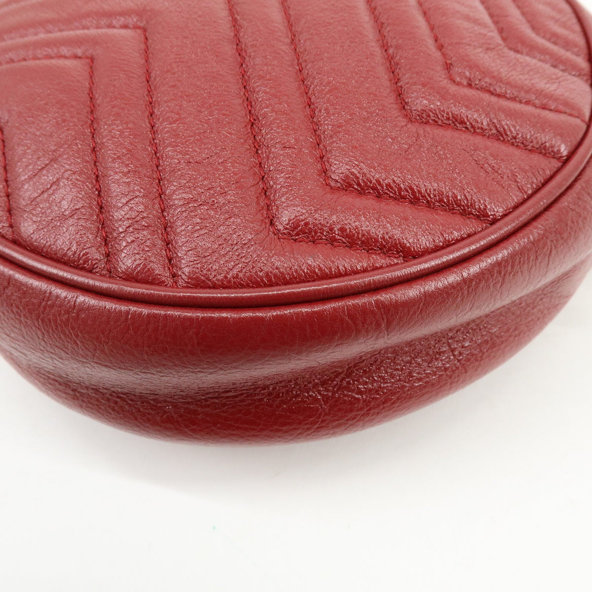 Gucci GG Marmont Round Matelasse Leather, Red, Leather, Shoulder Bag