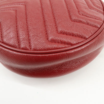 Gucci GG Marmont Round Matelasse Leather, Red, Leather, Shoulder Bag
