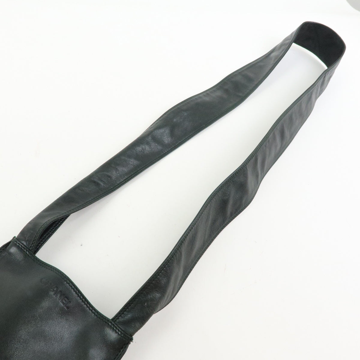 Chanel Flat CC Lambskin, Black, Leather, Backpack