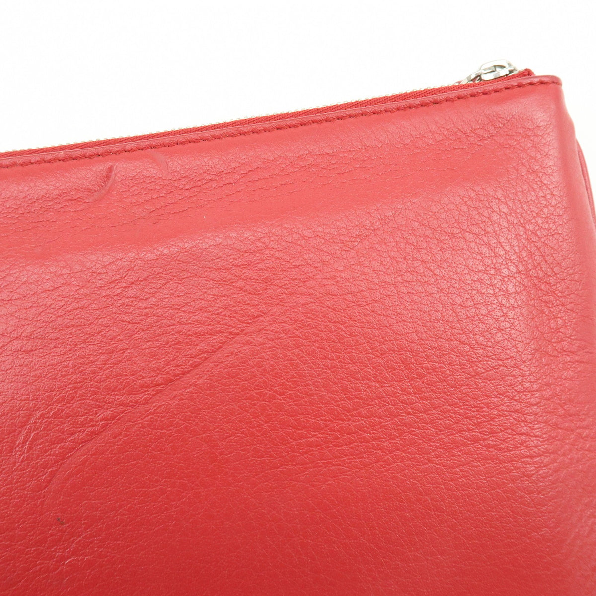 Balenciaga Everyday Logo Printed Leather, Red, Leather, Clutch