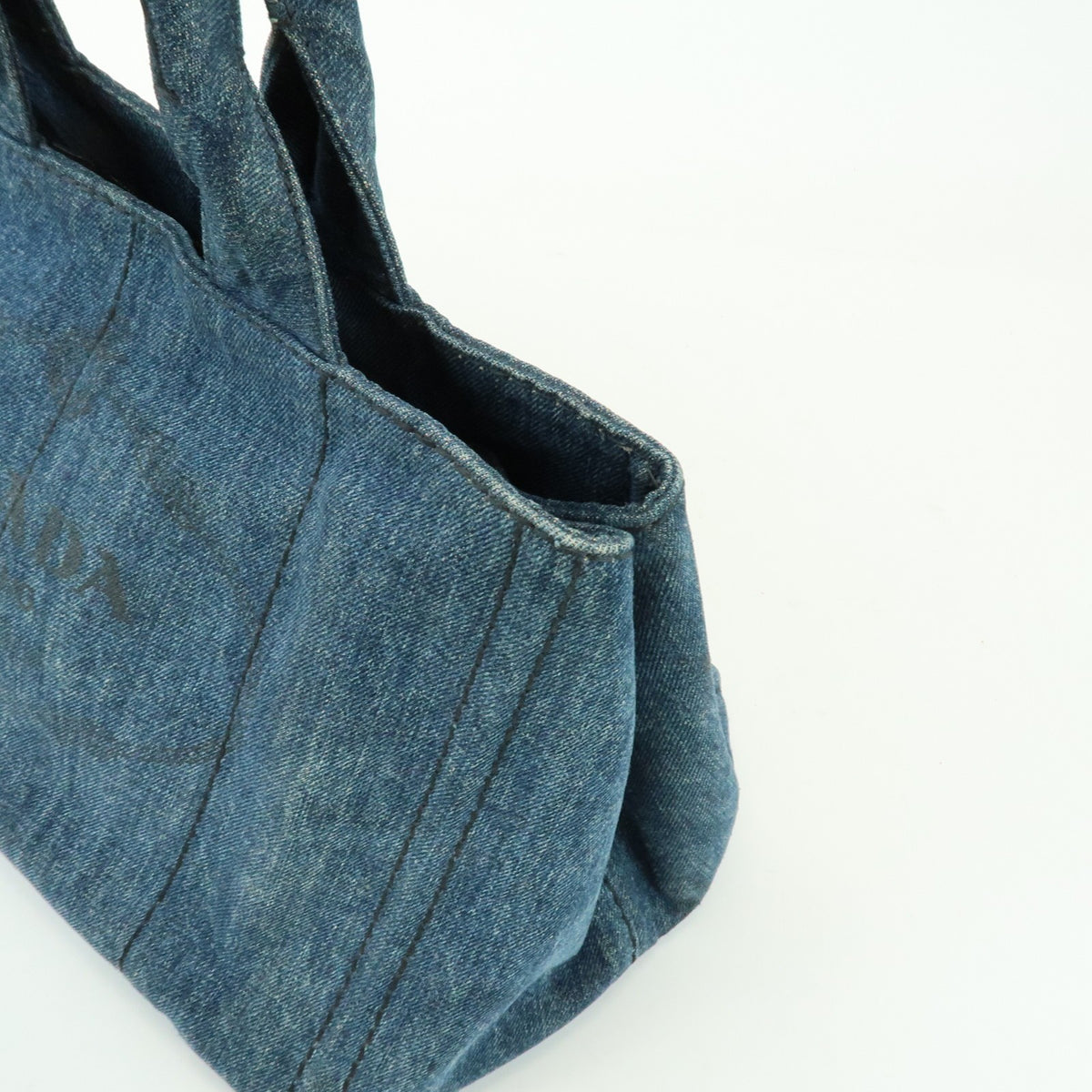 Prada Canapa Denim, Blue, Denim, Tote Bag