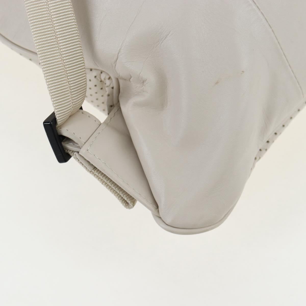 Bottega Veneta Drawstring Perforated Leather, Beige, Leather, Shoulder Bag
