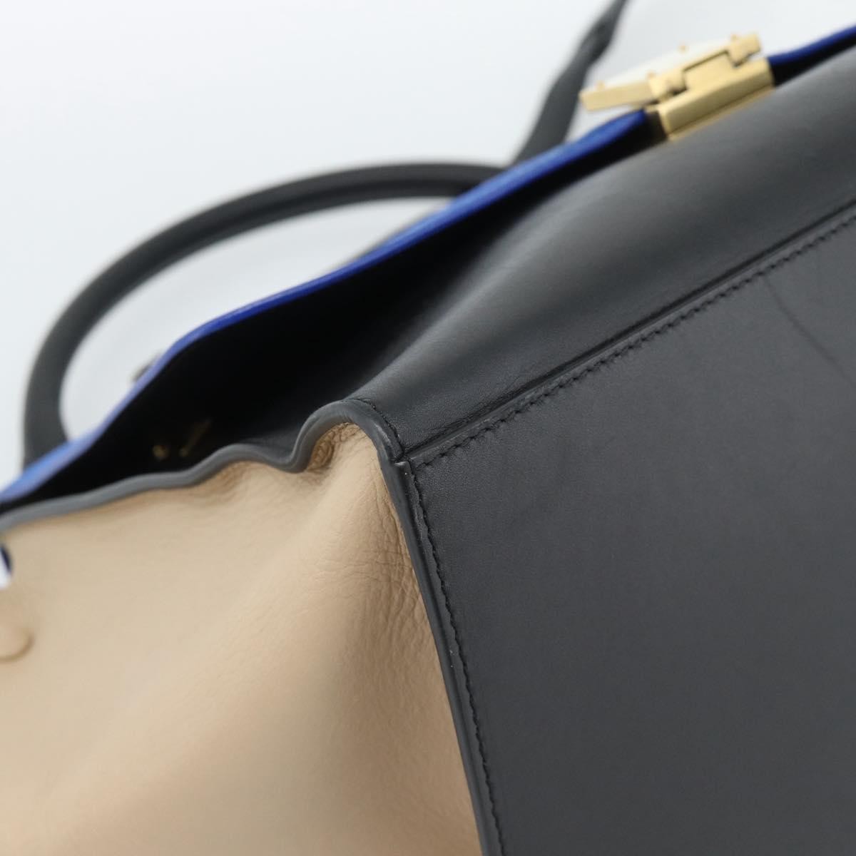 Celine Trapeze Leather with Suede, Blue, Leather, Handbag