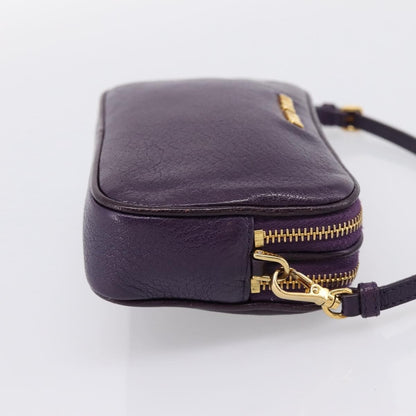 Miu Miu Double Zip Pochette Leather, Purple, Leather, Clutch
