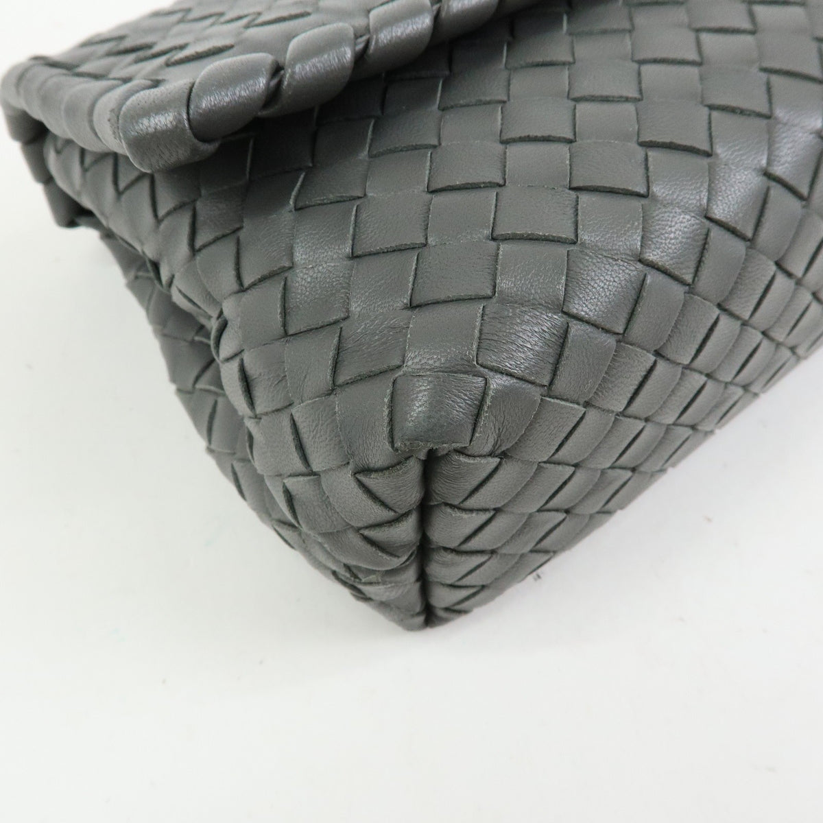 Bottega Veneta Olimpia Intrecciato Nappa, Gray, Leather, Crossbody Bag