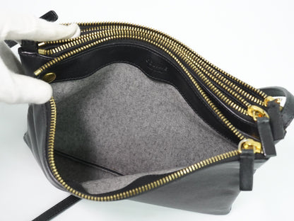 Celine Trio Leather, Black, Leather, Crossbody Bag