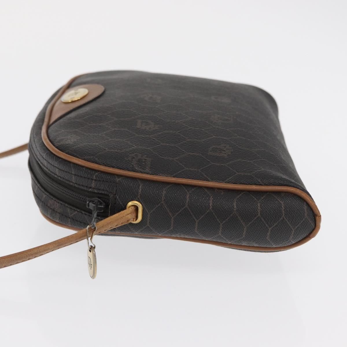 Christian Dior Vintage Honeycomb Canvas and Leather, Black, Canvas, Shoulder Bag
