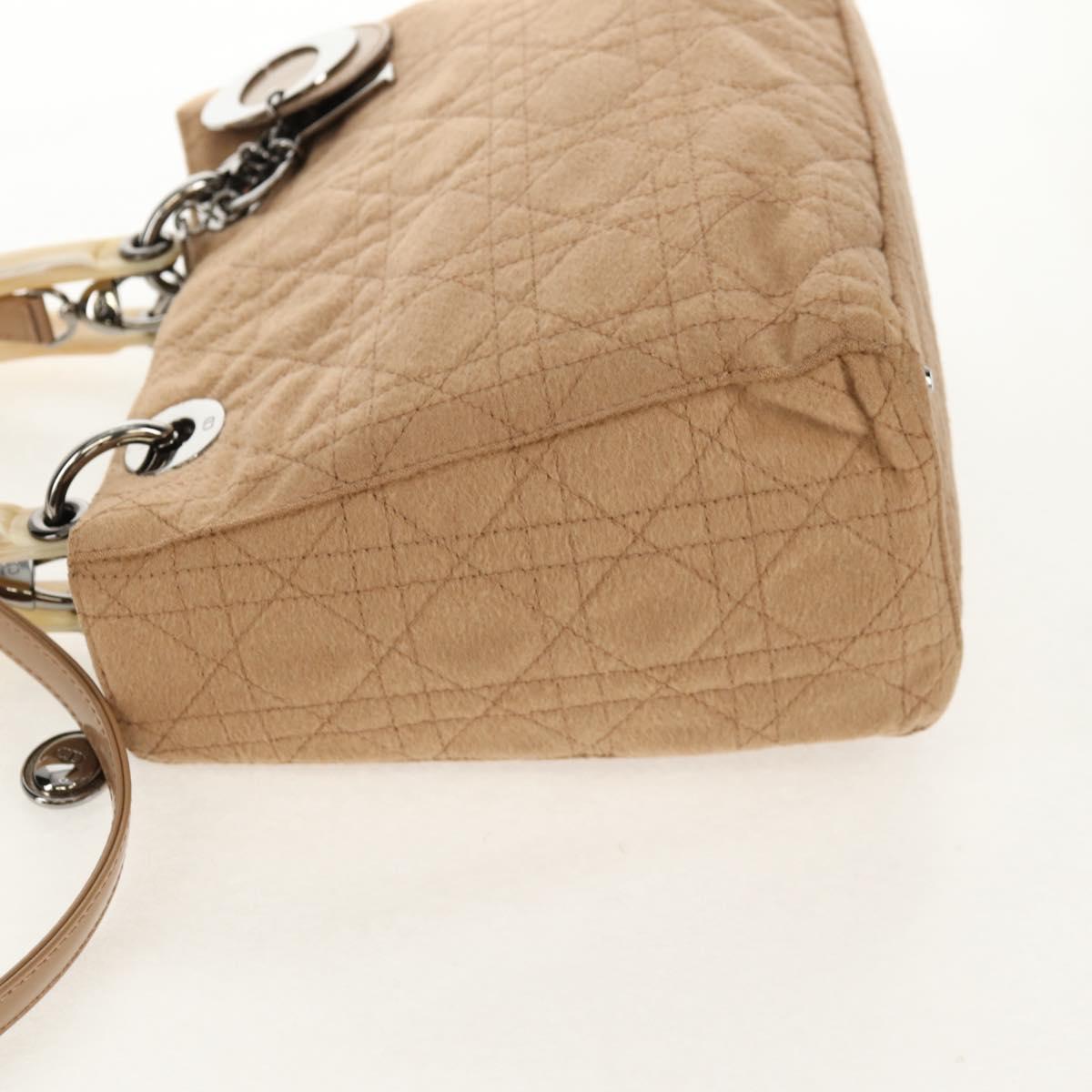 Christian Dior Cannage Handbag Canvas, BEIGE, COTTON, Handbag