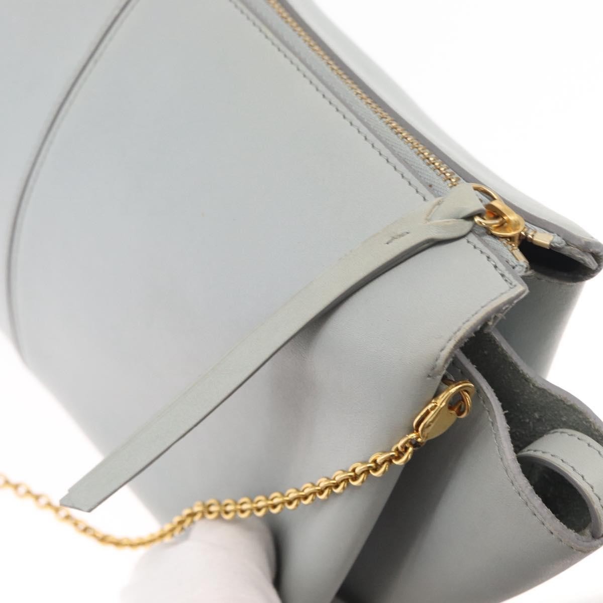 Celine Tri-Fold Clutch on Chain Smooth Leather, Gray, Leather, Clutch