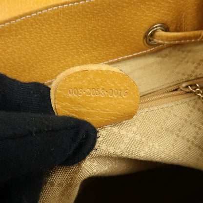 Gucci Vintage Bamboo Leather, Yellow, Leather, Backpack