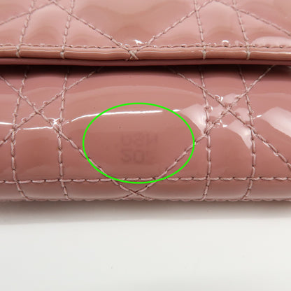 Christian Dior Lady Dior Cannage Quilt Leather, Pink, Patent Leather, Wallet