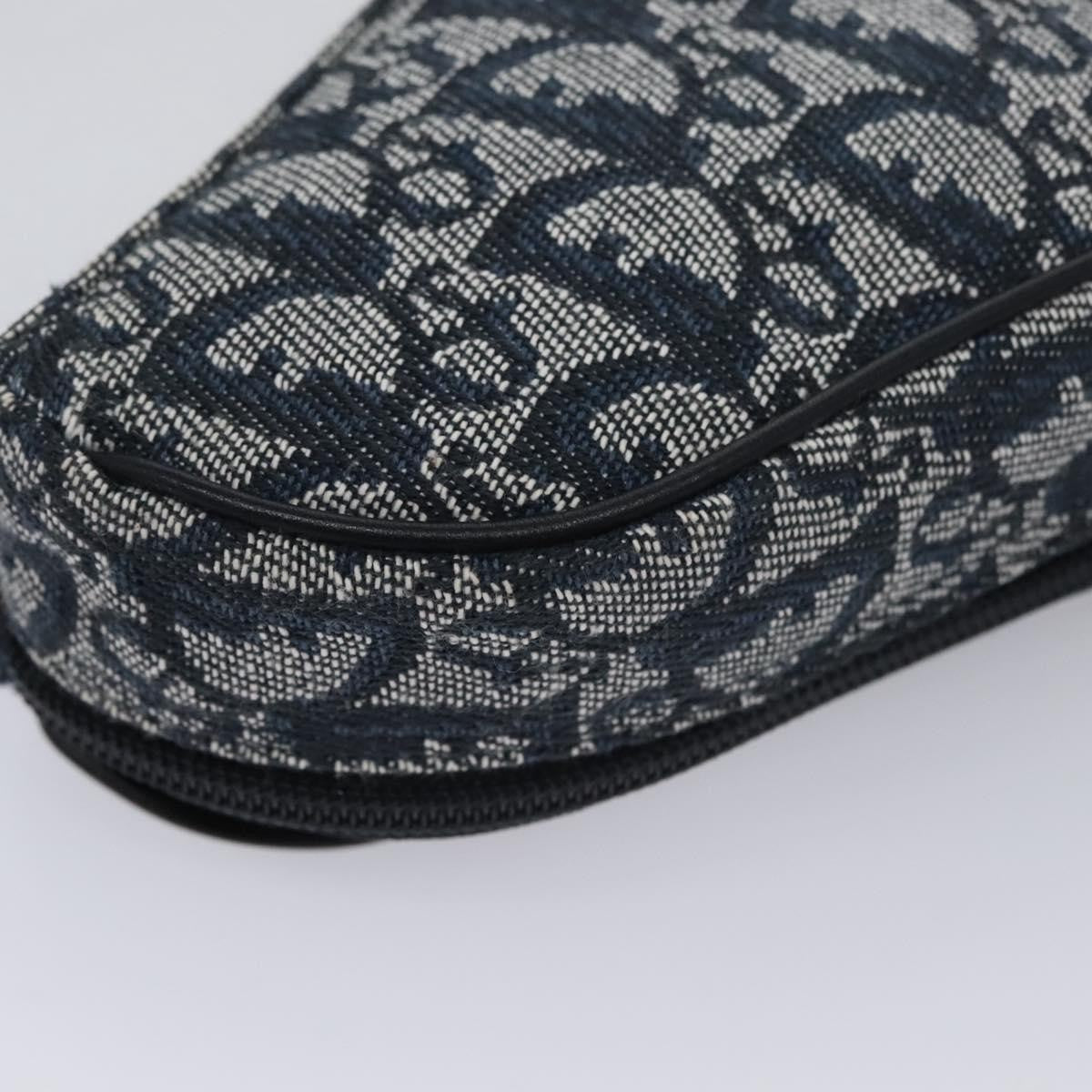 Christian Dior Vintage Saddle Coin Purse Diorissimo Canvas, Navy, Canvas, Clutch