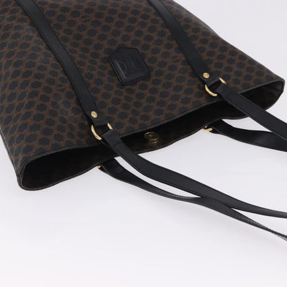 Celine Vintage Macadam Canvas and Leather, Black, Canvas, Shoulder Bag